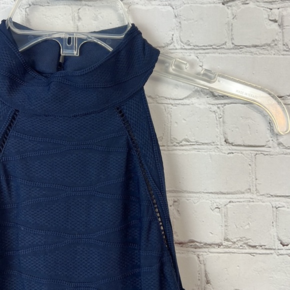 B Darlin Navy Textured Halter Fit & Flare Dress Juniors Size 3/4 Homecoming Prom - Picture 4 of 7